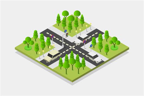 Illustrated isometric road intersection 42340831 Vector Art at Vecteezy