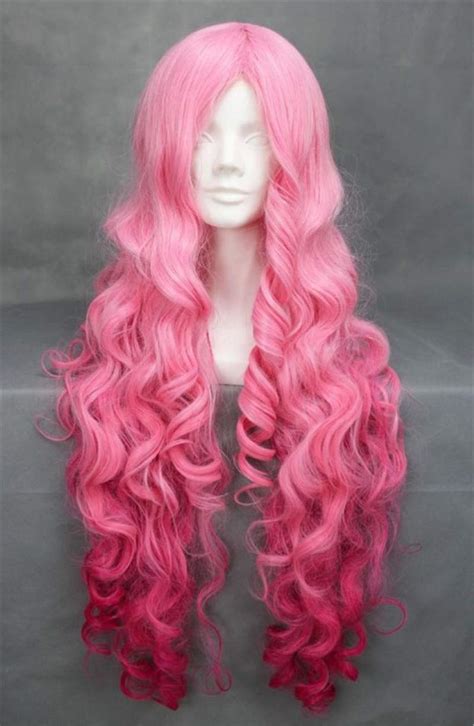 Amazon Swiking Long Pink Ombre Curly Wave Womens Wig Natural Hair