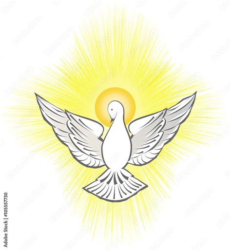 Holy Spirit Symbol Dove With Halo And Light Rays Stock Vector Adobe