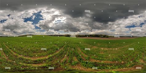 360° View Of Full Seamless 360 Hdri Panorama View Among Farming Fields