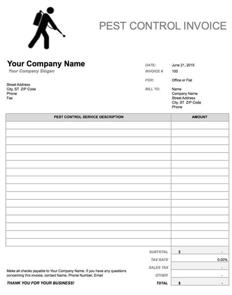 Pest Control Invoice Template Invoice Generator