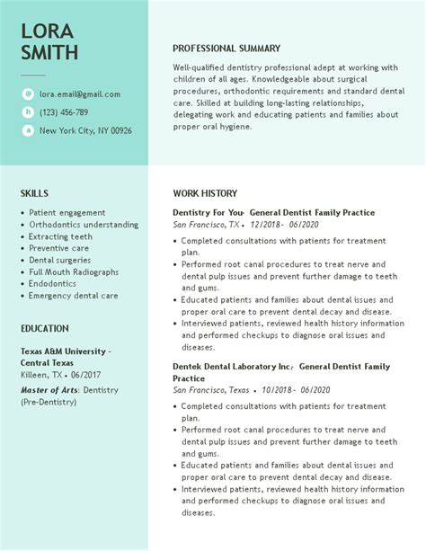 General Dentist Resume Examples And Samples For 2024