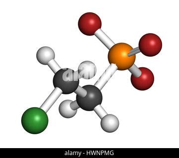 Ethephon plant growth regulator molecule. Stylized skeletal formula (chemical structure): Atoms ...