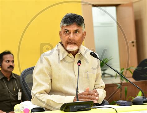 Image Of Former AP Chief Minister Chandra Babu Naidu During A Press