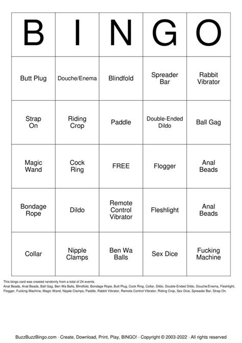 Sex Toy Bingo Bingo Cards To Download Print And Customize