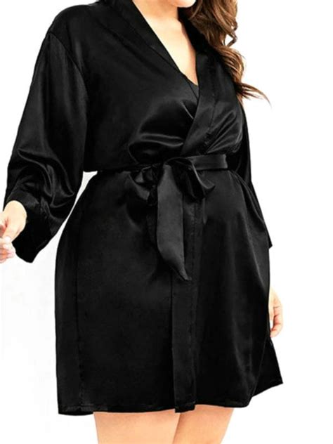 Skksst Women Sexy Satin Silk Nightdress Lingerie Sleepwear Wrap Dress