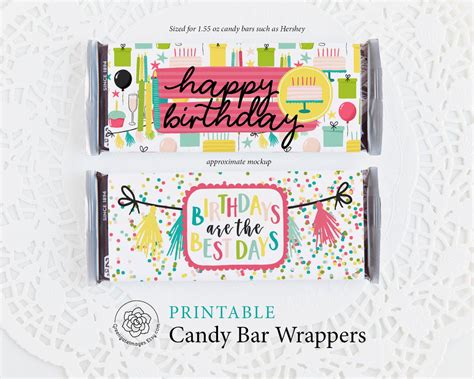 Happy Birthday Candy Bar Wrappers – Greengate Images