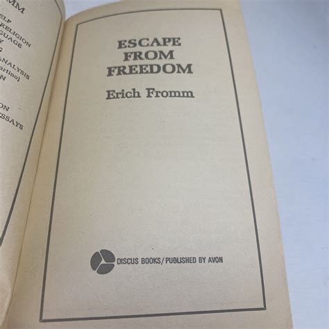 Escape From Freedom Vintage Mass Market Pb Book By Erich Fromm