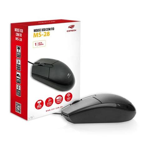 Mouse Fio Usb Óptico Clássico Mause Preto 1000dpi 1m Ambidestro