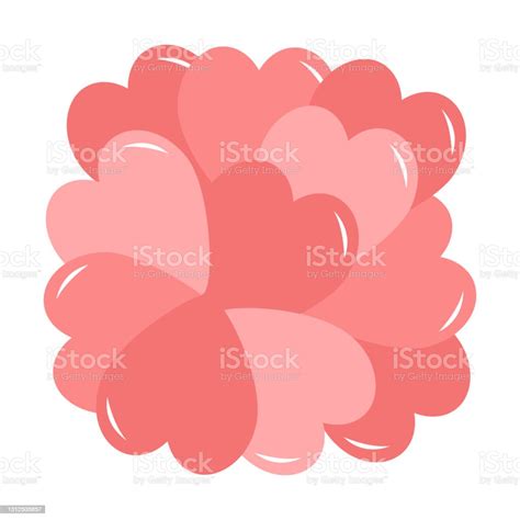 Pink Heart Icon Set Happy Valentines Day Sign Symbol Simple Template