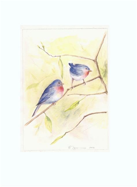 Bluebirds Print Of Watercolor Painting 8x10 Etsy