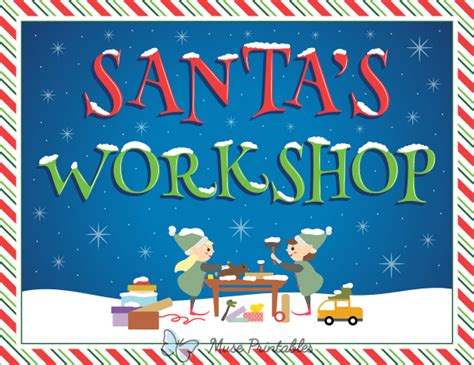 Printable Whimsical Santa's Workshop Sign