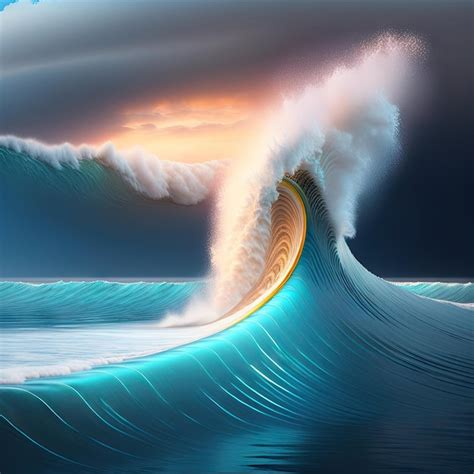 Premium Photo | Tsunami wave to the sky 3d illustration