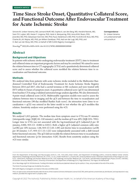 Pdf Time Since Stroke Onset Quantitative Collateral Score And