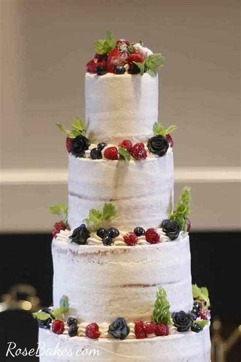 Semi Naked Sugared Berries Winter Wedding Cake