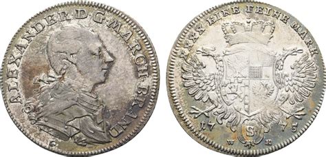 Brandenburg Ansbach 1 4 Taler 1775 S Schwabach Christian Friedrich Karl