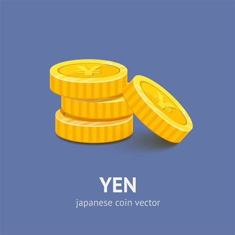 Moneda De Oro Yen Japon S Estilo Plano Aislado Sobre Fondo Azul