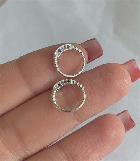 PIERCING ARGOLA ZIRCONIAS COLORIDA PR8 MADAGI ATACADO