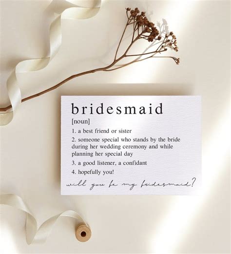 Minimalist Bridesmaid Definition Bridesmaid Proposal Will You Etsy