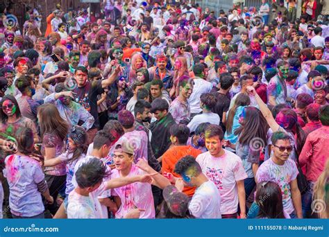 Holi Festival Of Colors Celebration In Kathmandu Nepal Editorial Stock