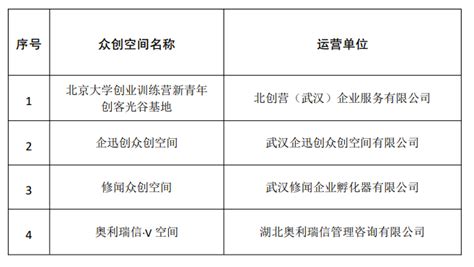 武汉新增一批市级科技企业孵化器、众创空间，名单公布武汉新闻中心长江网cjncn