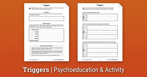 Triggers And Coping Skills Worksheet Therapist Aid Coping Skills