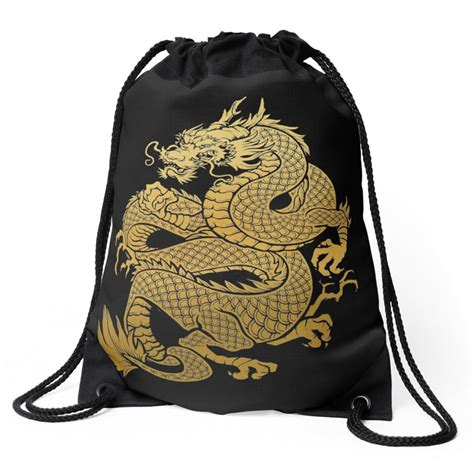 Golden Dragon Drawstring Bag Everything Dragon Shop