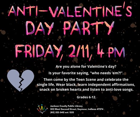 Anti Valentines Day Party Jackson County Public Library