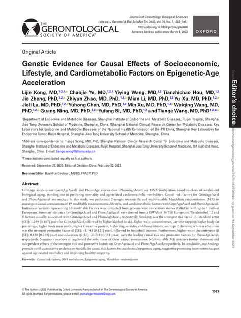 Pdf Genetic Evidence For Causal Effects Of Socioeconomic Lifestyle