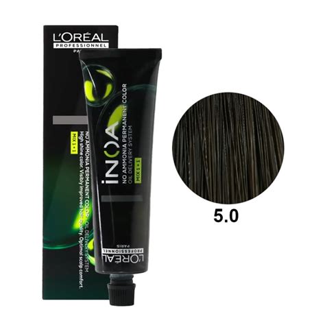 Inoa 5.0 | Bezamoniakowa trwała farba do włosów - kolor 5.0 jasny brąz ...