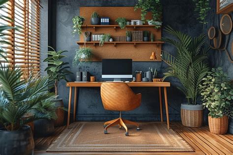 Premium Photo | Minimalist Scandinavian Interior Home Office Room Plants in Vase Home ...