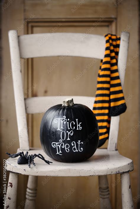 Pumpkin decorated for Halloween Stock Photo | Adobe Stock