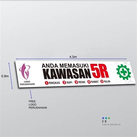 Jual Spanduk Banner K3 Safety ANDA MEMASUKI KAWASAN 5R GRATIS LOGO