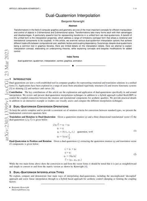 Dual Quaternion Interpolation Deepai