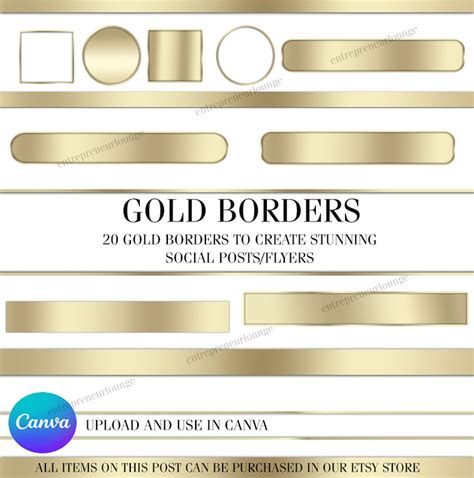 Gold Borders Gold Gradient Gold Clipart Metallic Text - Etsy