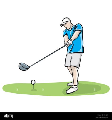 An Illustration Of A Golfer On The Tee Box Hitting A Golf Ball With A