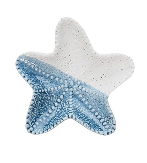 5 Blue And Bisque Ceramic Starfish Sea Star Dish Wilford Lee Home