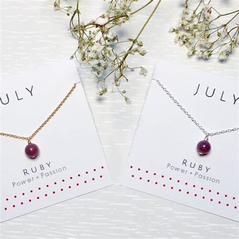 July Birthstone Necklace Gold Ruby Necklace Personalized Etsy