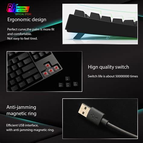 Original ROYAL KLUDGE RK987 Hot Swappable Mechanical Keyboard 87 Keys White LED Backlight