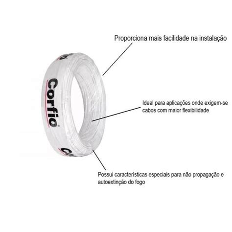 Metros Cabo Flex Vel Branco Mm Corfio