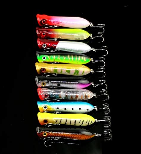 Hengjia 50 pçs topwater popper iscas de pesca isca dura artificial 11