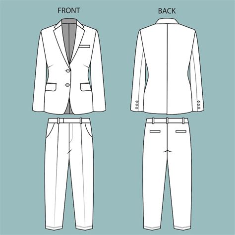 Premium Vector Blazer And Pant Front And Back View Office Wear