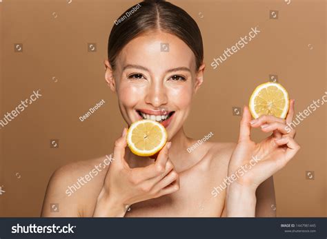 Beauty Portrait Attractive Happy Blonde Topless Stock Photo Edit Now