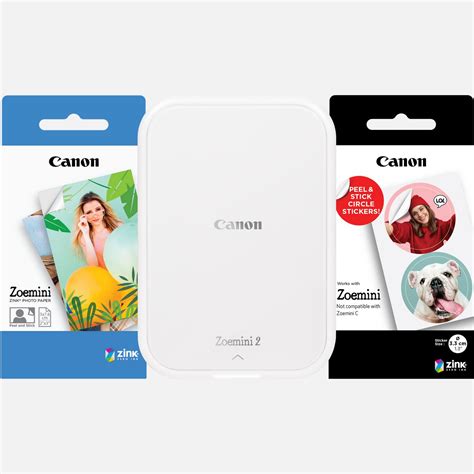 Draagbare Canon Zoemini 2-kleurenfotoprinter, wit + 20 vel ZINK™ 5x7 ...