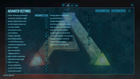 Advanced settings - ARK: Survival Evolved | Interface In Game