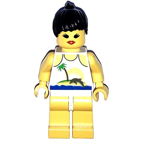 Lego Paradisa Female With Palmtree Sun And Dolphin Shirt Black