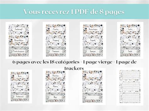 Pages De Garde Enveloppes Budget Zip Classeur A Tiquettes Etsy