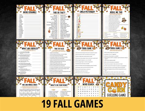 Fall Games Bundle, Fall Games Printable, Fall Party Games for Adults ...