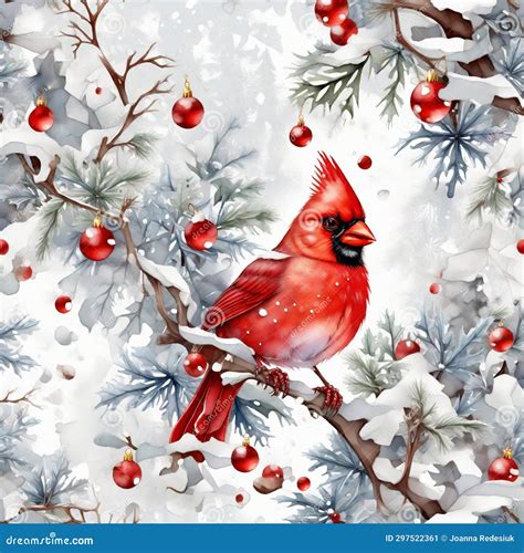 Cardinal Bird on Winter Background Artwork for Christmas or Winter ...