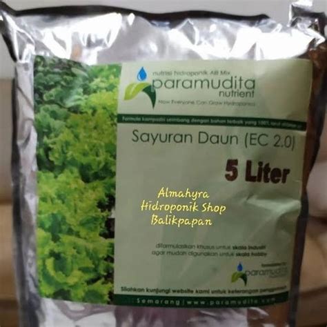 Jual Nutrisi Hidroponik Ab Mix Paramudita Ltr Sayuran Daun Jakarta